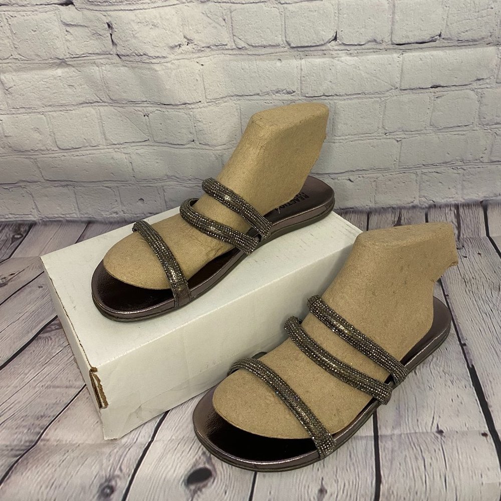 KENNETH COLE slim shotz sandals SIZE 9 PEWTER/ GUNMETAL GRAY